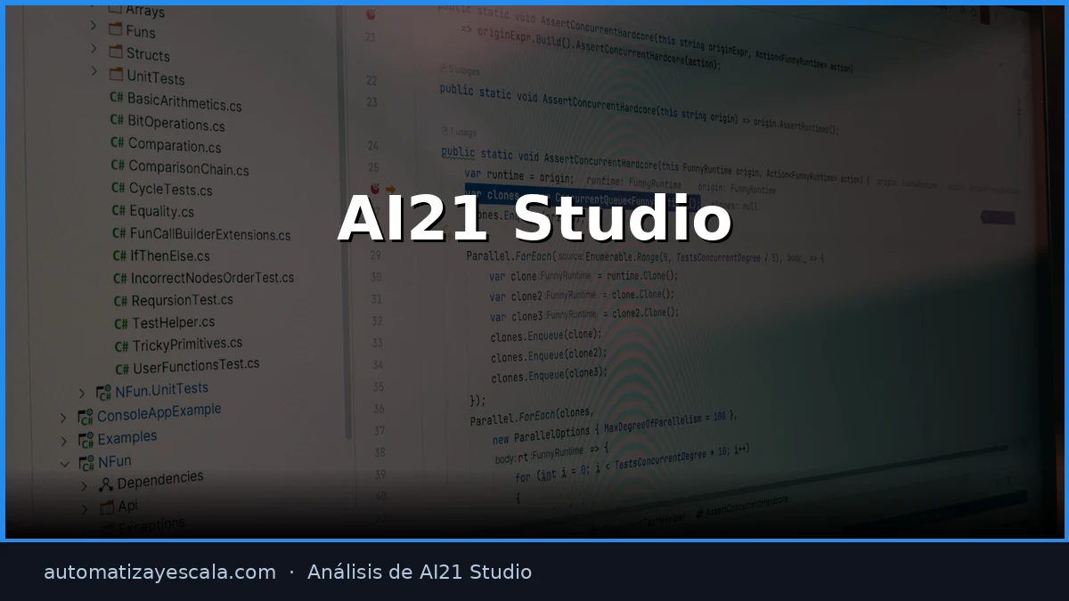 AI21 Studio — interfaz y panel de control