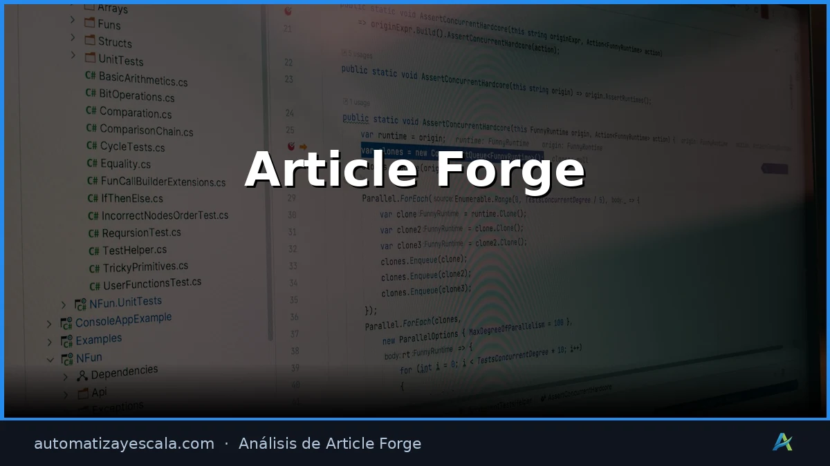 Article Forge — interfaz y panel de control