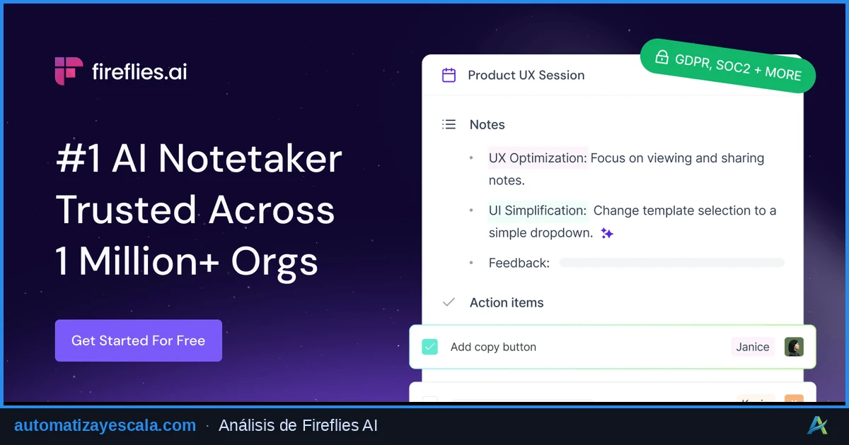 Fireflies AI — interfaz del asistente de inteligencia artificial