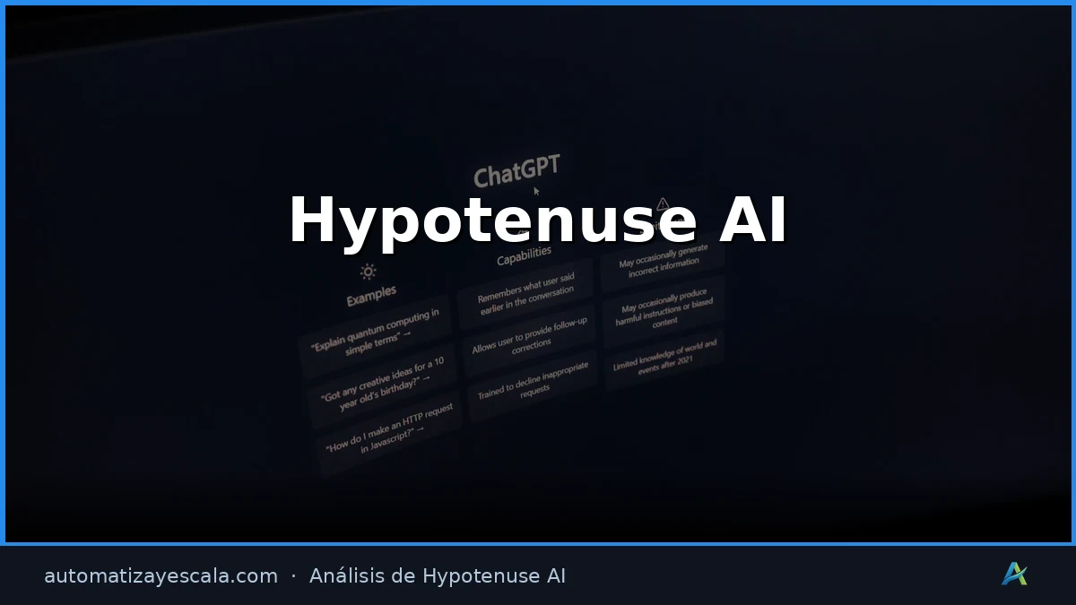 Hypotenuse AI — interfaz y panel de control