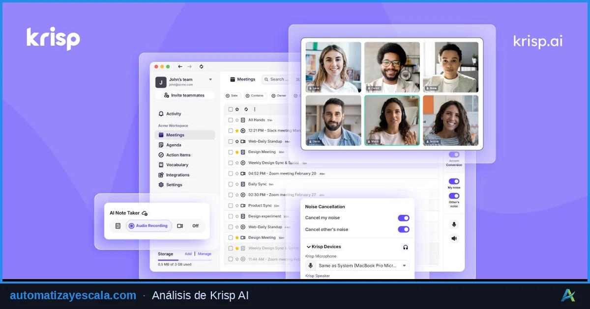 Krisp AI — interfaz del asistente de inteligencia artificial