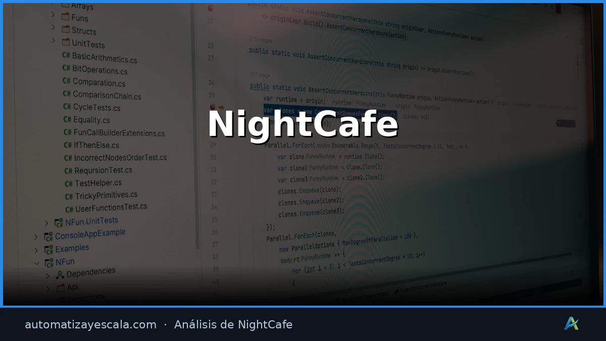 NightCafe — interfaz y panel de control