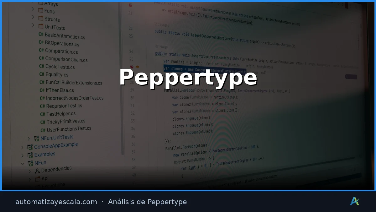 Peppertype — interfaz y panel de control