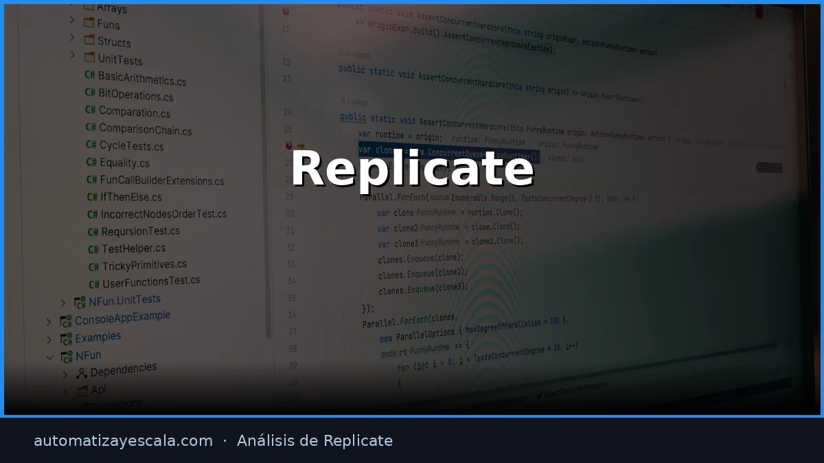 Replicate — interfaz y panel de control