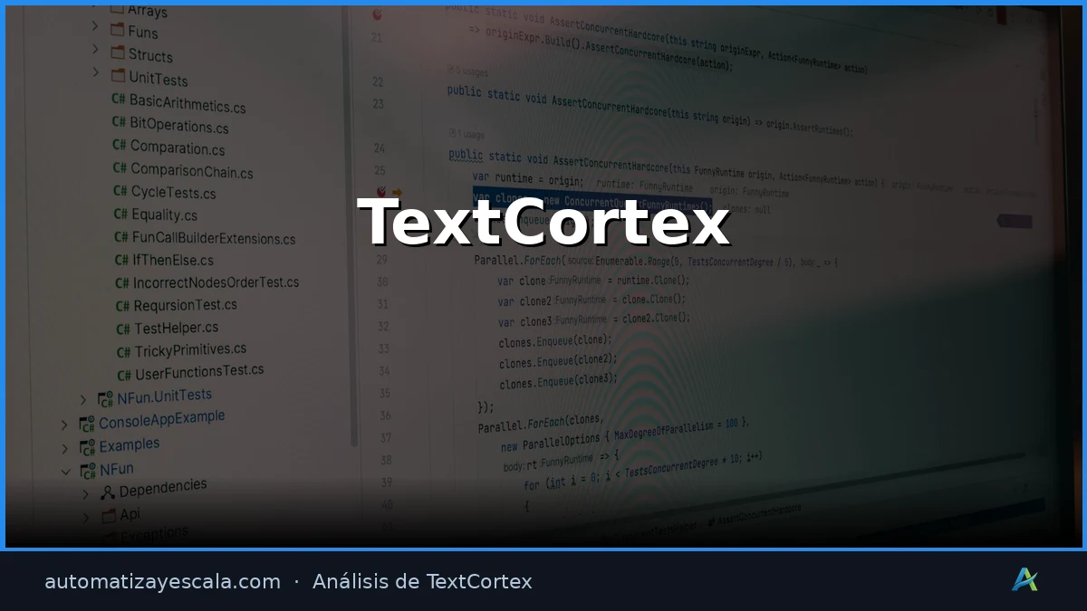 TextCortex — interfaz y panel de control